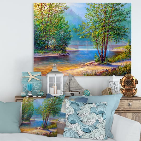 Designart - Green Trees By The Riverside